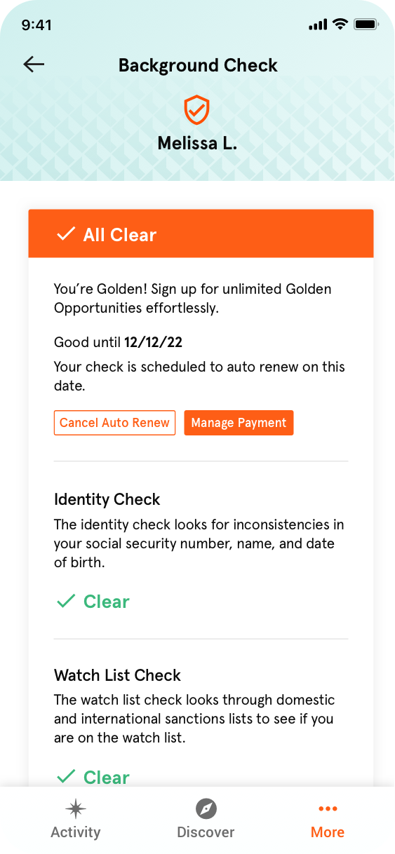 Golden Volunteer App - Background and Motor Vehicle Checks Screen
