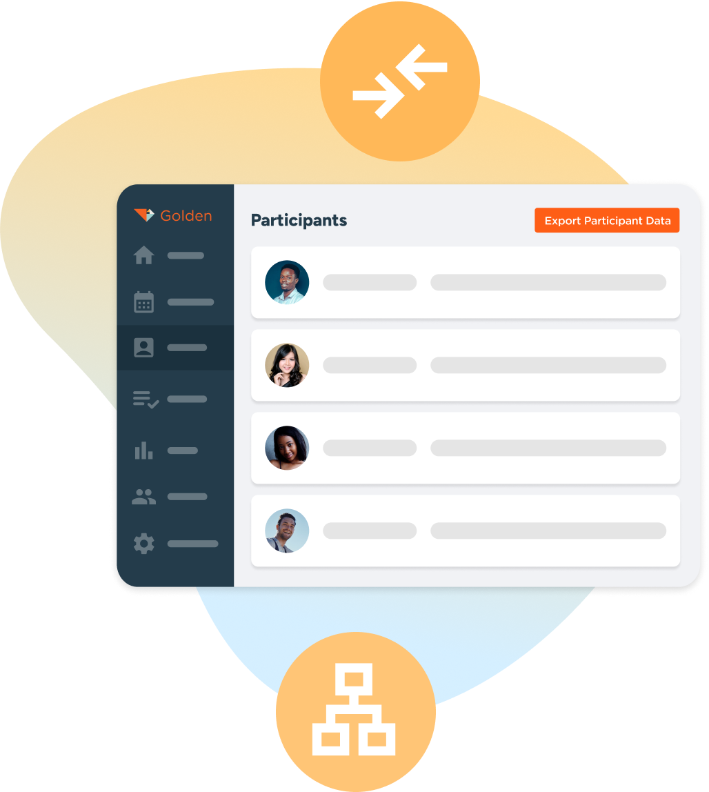 Golden volunteer management dashboard displaying integration screen with Salesforce.