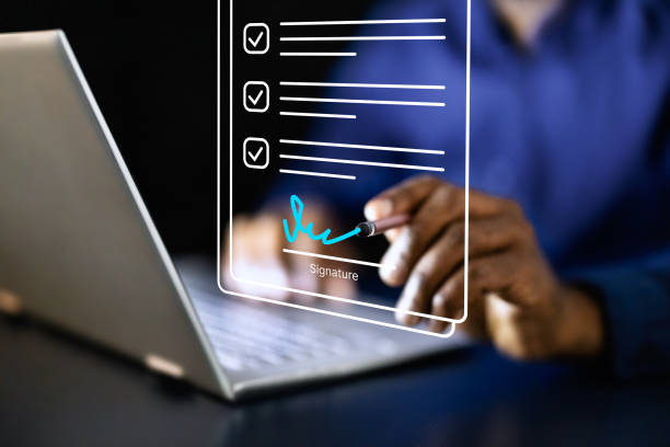 Person electronically signing a waiver