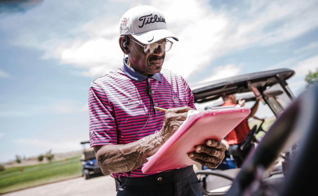 Volunteer completing paperwork for nonprofit